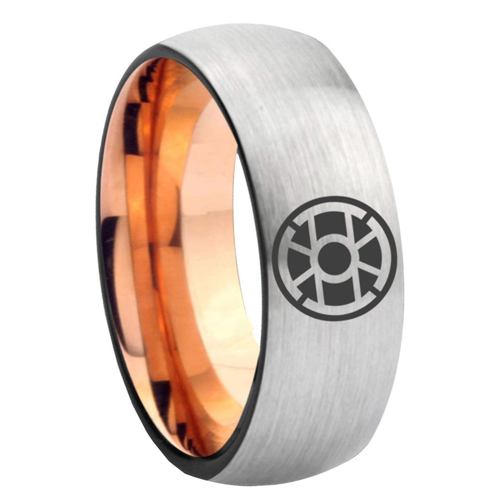 8MM Gold Lantern Dome Rose Gold Gray Tungsten Wedding Band