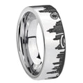 Chicago City Pipe Cut High Polish Silver Tungsten Ring