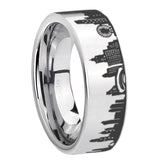8mm Chicago City Pipe Cut High Polish Gray Tungsten Man Wedding Ring