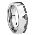 DC Washington City Pipe Cut High Polish Silver Tungsten Ring