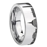 8mm DC Washington City Pipe Cut High Polish Gray Tungsten Man Wedding Ring