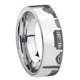 8mm DC Washington City Pipe Cut High Polish Gray Tungsten Man Wedding Ring