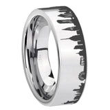 8mm NY New York City Pipe Cut High Polish Gray Tungsten Man Wedding Ring