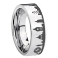 UK London City Pipe Cut High Polish Silver Tungsten Ring