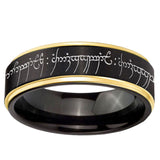 6mm Lord Of The Rings Gold Step Edge Black Tungsten Custom Ring