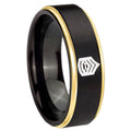 8mm Army Sergeant Major Gold Step Edge Black Tungsten Ring