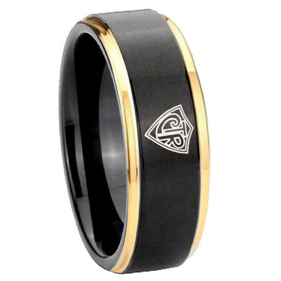 8mm-CTR-Design-Gold-Step-Edges-Black-Tungsten-Carbide-Men's-Wedding-Ring