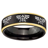 6mm Multiple Zelda Skyward Sword Gold Step Edge Black Tungsten Bands Ring