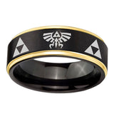 8mm-Legend-of-Zelda-Gold-Step-Edges-Black-Tungsten-Mens-Wedding-Ring