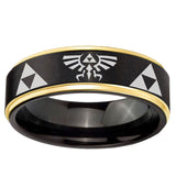 10mm Legend of Zelda Gold Step Edge Brushed Black Tungsten Carbide Promise Ring