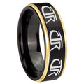8mm Multiple CTR Gold Step Edge Black Tungsten Promised Ring