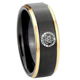 8mm-U.S.-Army-Gold-Step-Edges-Black-Tungsten-Carbide-Mens-Promise-Ring