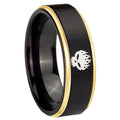 8mm Offspring Gold Step Edge Black Tungsten Men Bands