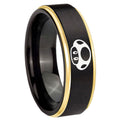 8mm Mario Mushroom Gold Step Edge Black Tungsten Band