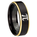 8mm Math Pi Gold Step Edge Black Tungsten Engagement Band