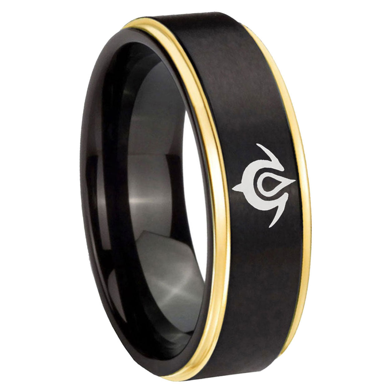 8mm Naga Gold Step Edge Black Tungsten Men's Promise Ring
