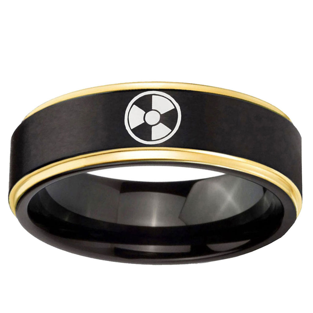 6mm Radiation Gold Step Edge Black Tungsten Ring