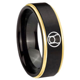 6, 8mm Red Lantern Gold Step Edge Black Tungsten Men's Band