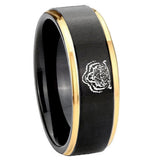 10mm-Lion-Gold-Step-Edges-Black-Tungsten-Carbide-Wedding-Ring