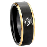 10mm-Wolf-Gold-Step-Edges-Black-Tungsten-Carbide-Wedding-Ring