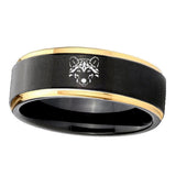 10mm-Wolf-Gold-Step-Edges-Black-Tungsten-Carbide-Wedding-Ring