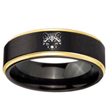 6mm Wolf Gold Step Edge Black Tungsten Carbide Bands Ring