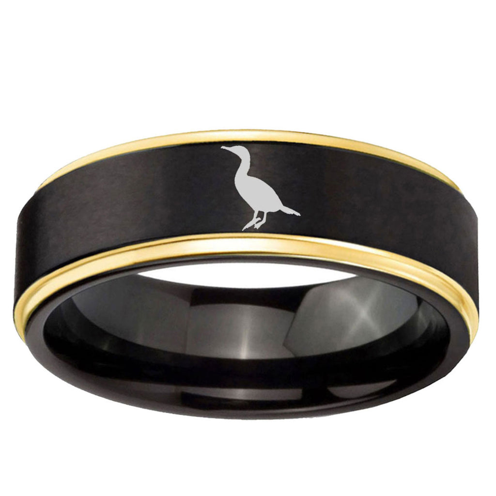 10mm Cormorant Gold Step Edge Brushed Tungsten Ring