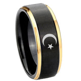 8mm-Crescent-Moon-Stars-Gold-Step-Edges-Tungsten-Carbide-Mens-Wedding-Ring