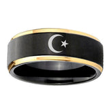 8mm-Crescent-Moon-Stars-Gold-Step-Edges-Tungsten-Carbide-Mens-Wedding-Ring