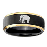 8mm-Elephant-Gold-Step-Edges-Tungsten-Carbide-Mens-Wedding-Ring