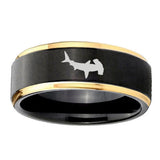 8mm-Hammerhead-Shark-Gold-Step-Edges-Tungsten-Carbide-Mens-Wedding-Ring
