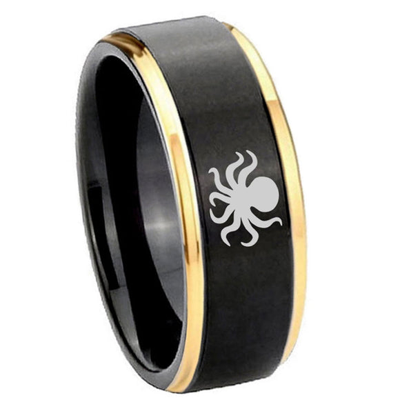 8mm-Octopus-Gold-Step-Edges-Tungsten-Carbide-Mens-Wedding-Ring