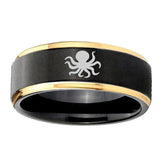 8mm-Octopus-Gold-Step-Edges-Tungsten-Carbide-Mens-Wedding-Ring