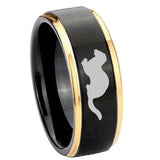 8mm Otter Step Edge Black Gold Mens Wedding Ring Tungsten