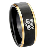 8mm-Raccoon-Animal-Gold-Step-Edges-Tungsten-Carbide-Mens-Wedding-Ring