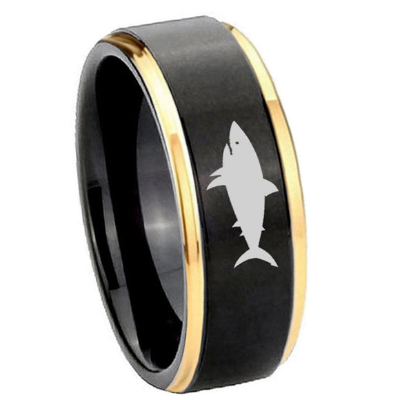 8mm-Shark-Gold-Step-Edges-Tungsten-Carbide-Mens-Wedding-Ring