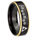 8mm Ocarina Songs Zelda Gold Step Edge Black Tungsten Ring
