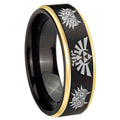 8mm Zelda Majora's Mask Gold Step Edge Black Tungsten Ring