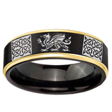 6mm Multiple Dragon Celtic Gold Step Edge Black Tungsten Personalized Ring