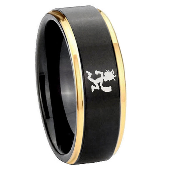 8mm-Hatchet-Man-Gold-Step-Edges-Black-Tungsten-Carbide-Mens-Ring-Engraved