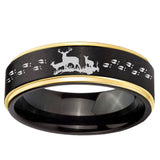 6mm Deer Hunting Gold Step Edge Black Tungsten Custom Rings