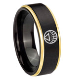8mm White Lantern Step Edge Black Gold Personalized Wedding Bands For Her