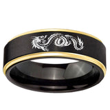 6mm Dragon Gold Step Edge Black Tungsten Carbide Wedding Engraving Ring