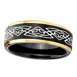 10mm-Celtic-Braided-Gold-Step-Edges-Black-Tungsten-Carbide-Wedding-Ring