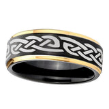 10mm-Celtic-Knot-Infinity-Love-Gold-Step-Edges-Black-Tungsten-Carbide-Wedding-Ring
