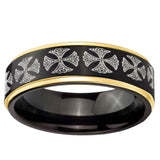 6mm Medieval Cross Gold Step Edge Black Tungsten Men's Band