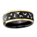 8mm-Flying-Geese-Hunting-Gold-Step-Edges-Tungsten-Carbide-Mens-Wedding-Ring