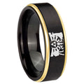8mm Zelda Link Gold Step Edge Black Tungsten Ring