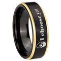 8mm Pokeball Pokemon Gold Step Edge Black Tungsten Ring