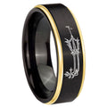 8mm Geekery Oathkeeper Kingdom Hearts Gold Step Edge Black Tungsten Ring